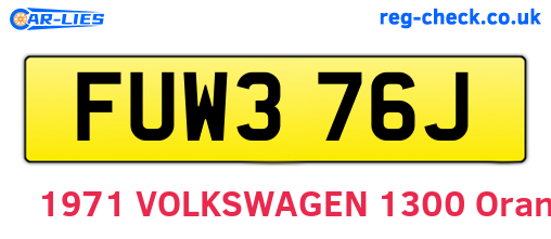 FUW376J are the vehicle registration plates.
