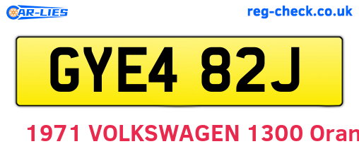 GYE482J are the vehicle registration plates.