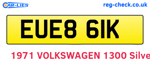 EUE861K are the vehicle registration plates.