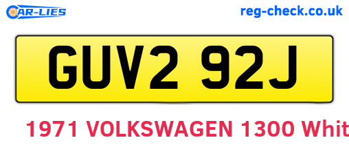 GUV292J are the vehicle registration plates.
