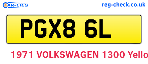 PGX86L are the vehicle registration plates.
