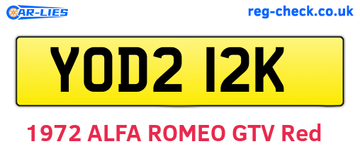 YOD212K are the vehicle registration plates.
