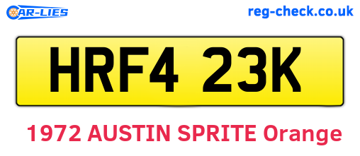 HRF423K are the vehicle registration plates.