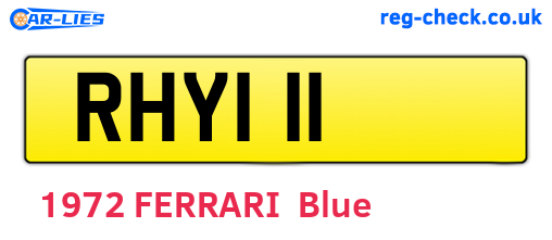 RHY111 are the vehicle registration plates.