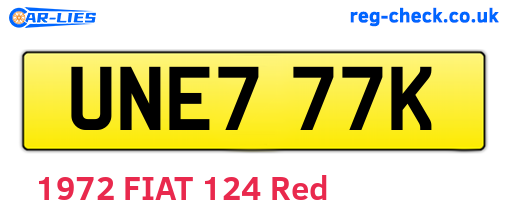 UNE777K are the vehicle registration plates.