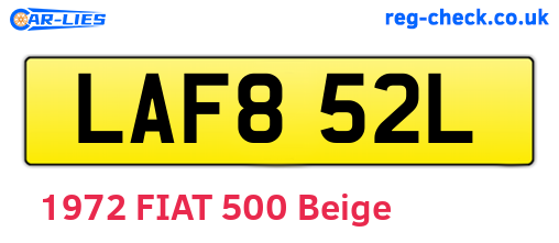 LAF852L are the vehicle registration plates.