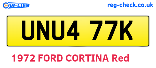 UNU477K are the vehicle registration plates.