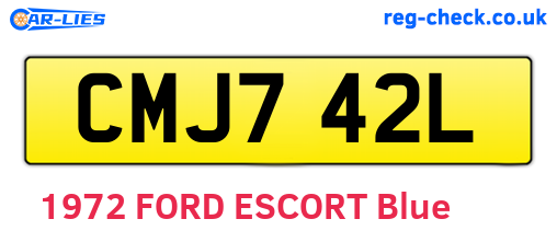 CMJ742L are the vehicle registration plates.