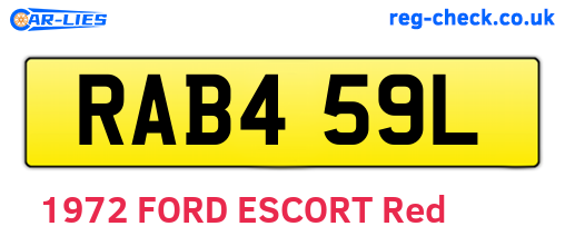 RAB459L are the vehicle registration plates.