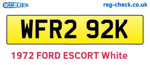 WFR292K are the vehicle registration plates.