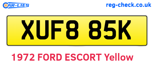 XUF885K are the vehicle registration plates.