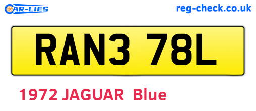 RAN378L are the vehicle registration plates.
