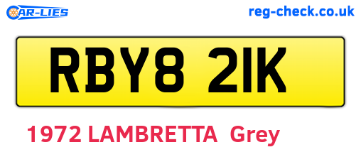 RBY821K are the vehicle registration plates.