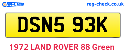 DSN593K are the vehicle registration plates.