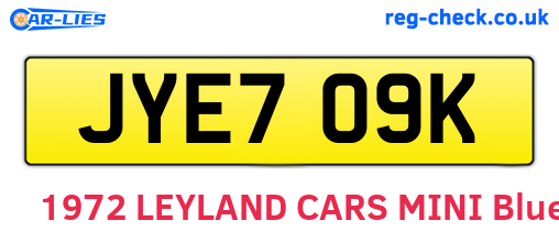 JYE709K are the vehicle registration plates.