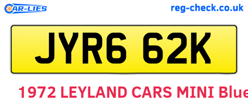 JYR662K are the vehicle registration plates.