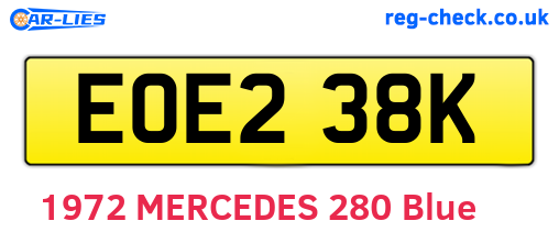 EOE238K are the vehicle registration plates.