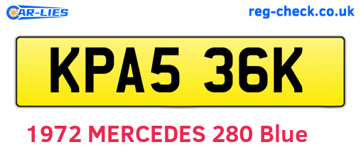 KPA536K are the vehicle registration plates.