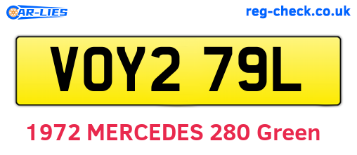 VOY279L are the vehicle registration plates.