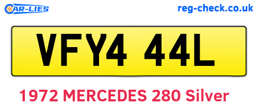 VFY444L are the vehicle registration plates.