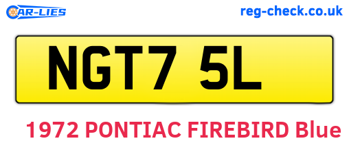 NGT75L are the vehicle registration plates.