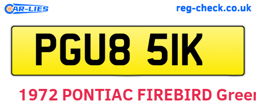 PGU851K are the vehicle registration plates.