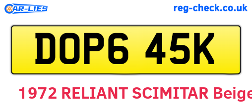 DOP645K are the vehicle registration plates.
