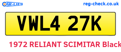 VWL427K are the vehicle registration plates.