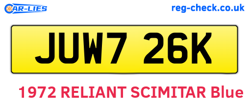 JUW726K are the vehicle registration plates.