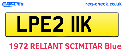 LPE211K are the vehicle registration plates.