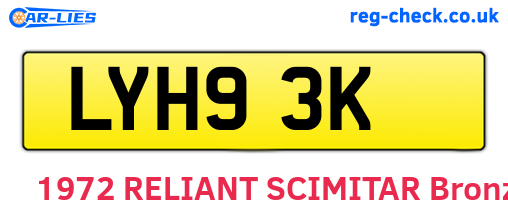 LYH93K are the vehicle registration plates.