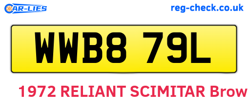 WWB879L are the vehicle registration plates.
