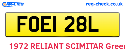 FOE128L are the vehicle registration plates.