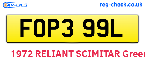 FOP399L are the vehicle registration plates.