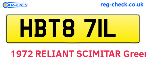 HBT871L are the vehicle registration plates.