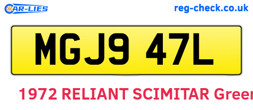 MGJ947L are the vehicle registration plates.