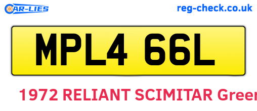 MPL466L are the vehicle registration plates.