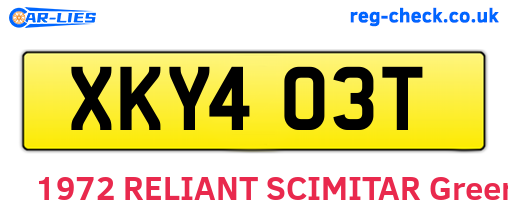XKY403T are the vehicle registration plates.