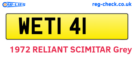 WET141 are the vehicle registration plates.