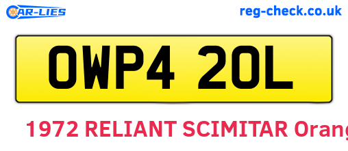 OWP420L are the vehicle registration plates.