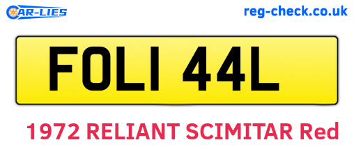 FOL144L are the vehicle registration plates.