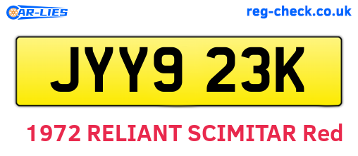 JYY923K are the vehicle registration plates.