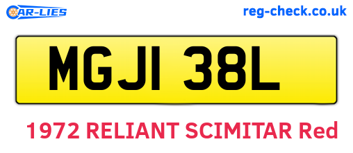 MGJ138L are the vehicle registration plates.