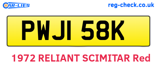 PWJ158K are the vehicle registration plates.