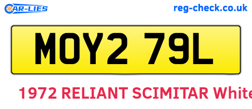 MOY279L are the vehicle registration plates.