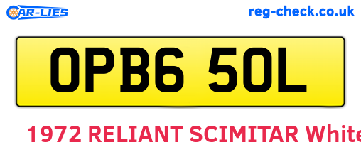 OPB650L are the vehicle registration plates.