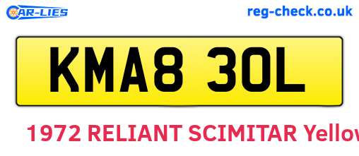 KMA830L are the vehicle registration plates.