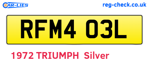 RFM403L are the vehicle registration plates.