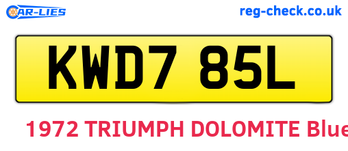 KWD785L are the vehicle registration plates.