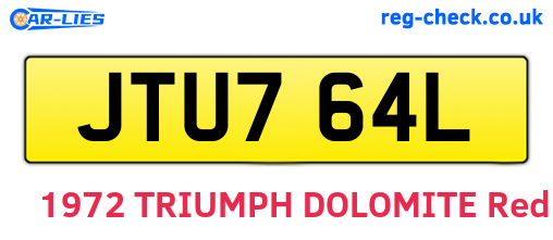 JTU764L are the vehicle registration plates.